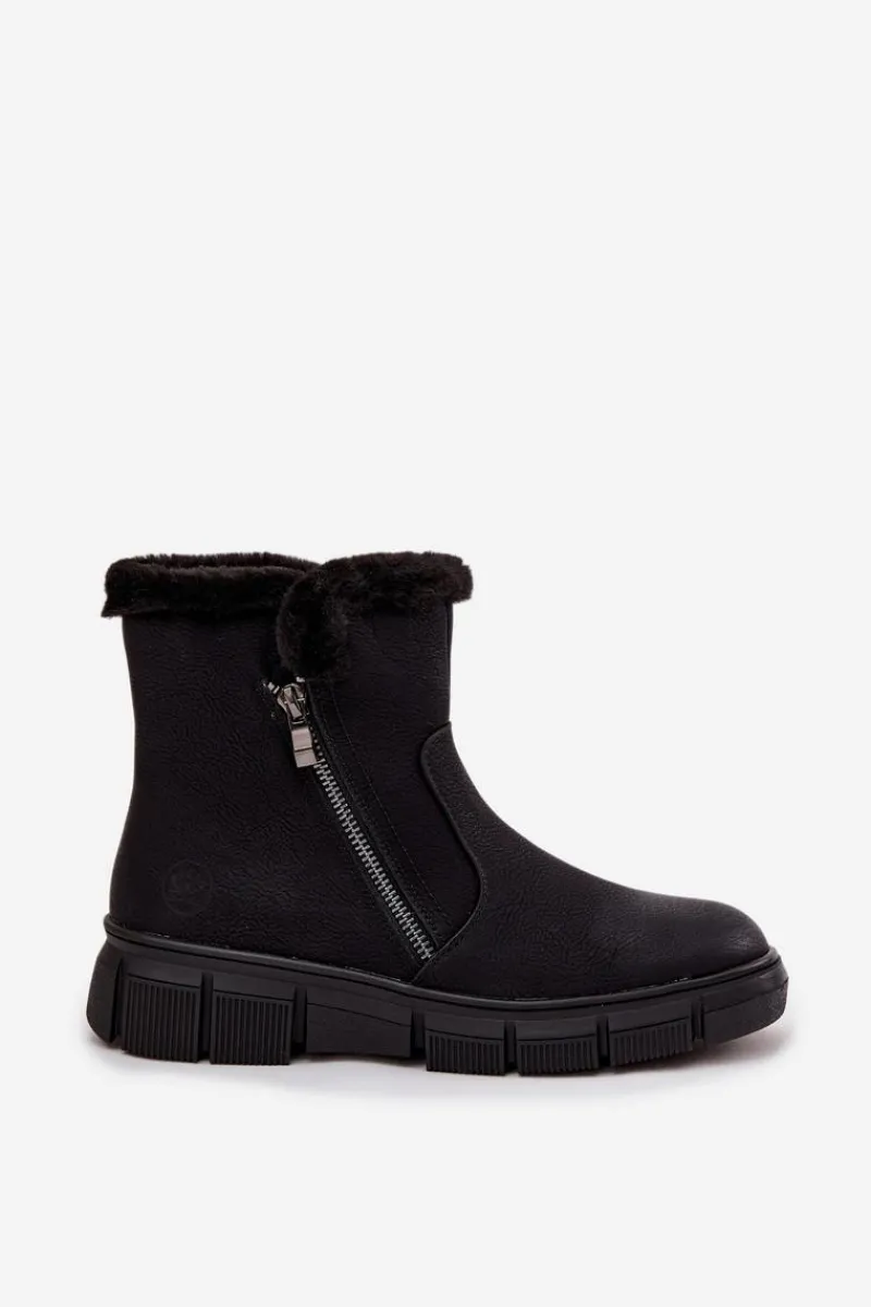 Best Evento Śniegowce Damskie Na Platformie Z Futerkiem Czarne Briselle Czarny