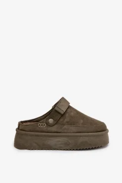 Boto Śniegowce Damskie Na Platformie Z Rzepem Ciemnozielone Jorielle Zielony