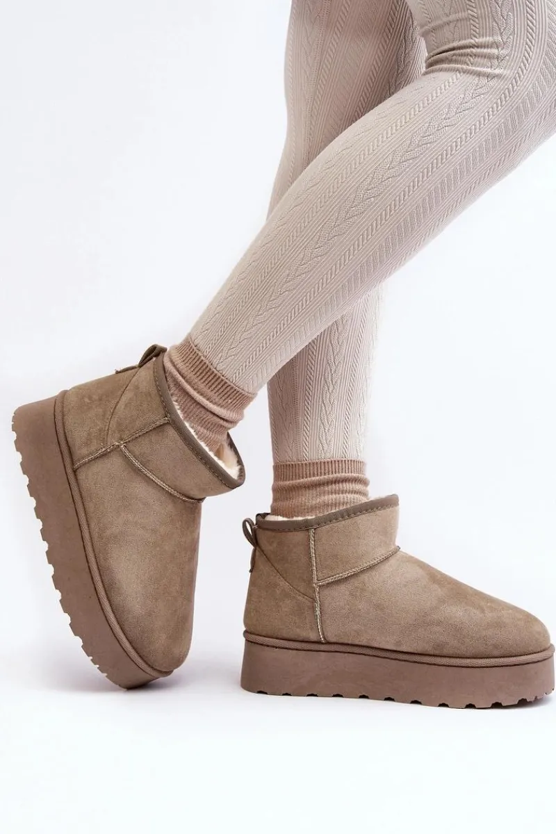 Śniegowce Damskie>Boto Śniegowce Damskie Na Platformie Ocieplane Futerkiem Zielone Xamella