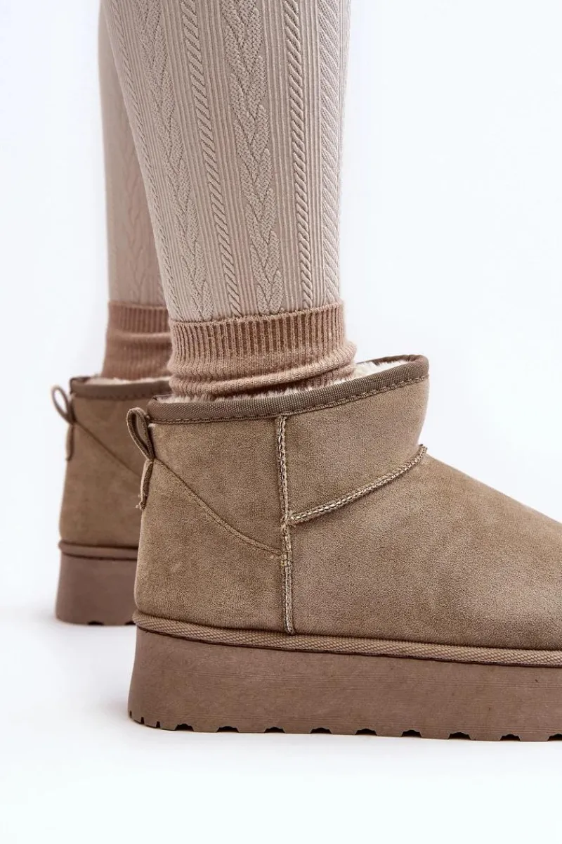 Śniegowce Damskie>Boto Śniegowce Damskie Na Platformie Ocieplane Futerkiem Zielone Xamella