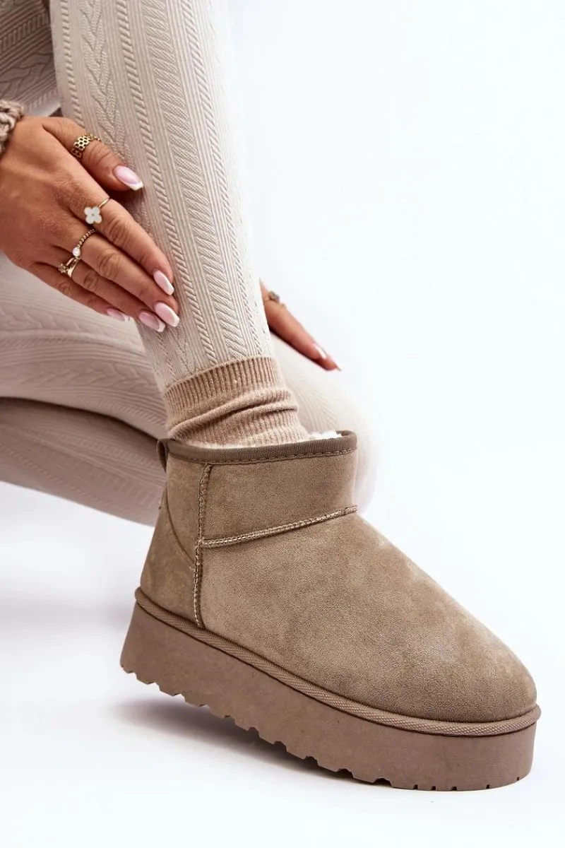 Śniegowce Damskie>Boto Śniegowce Damskie Na Platformie Ocieplane Futerkiem Zielone Xamella