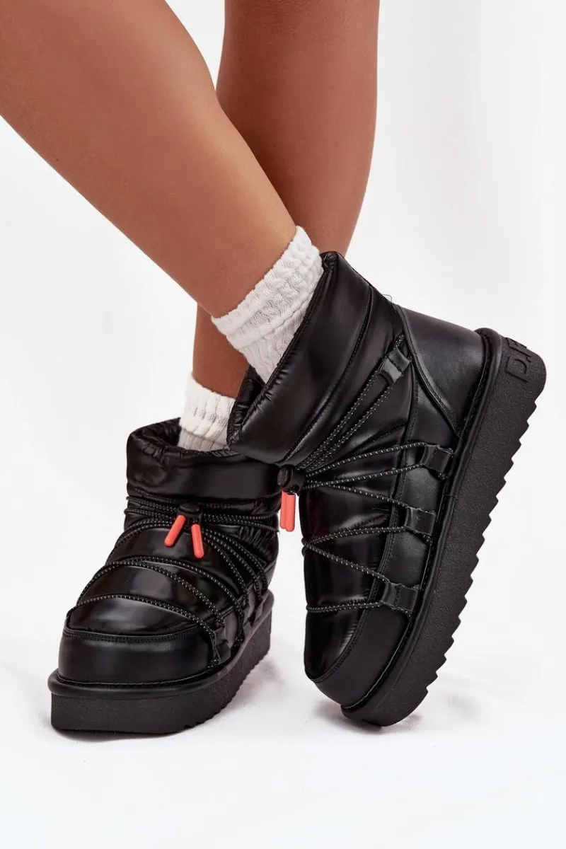 Śniegowce Damskie>D.Franklin Śniegowce Damskie Na Platformie DFSH370020 Czarne