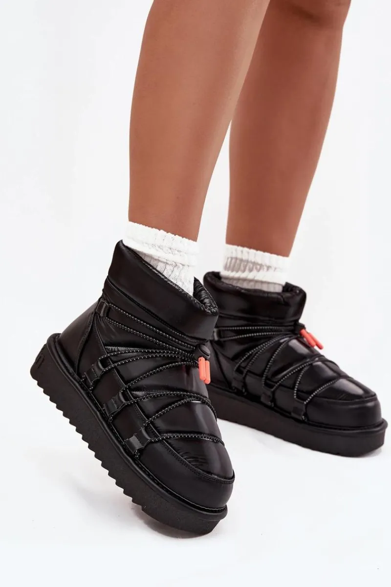 Śniegowce Damskie>D.Franklin Śniegowce Damskie Na Platformie DFSH370020 Czarne