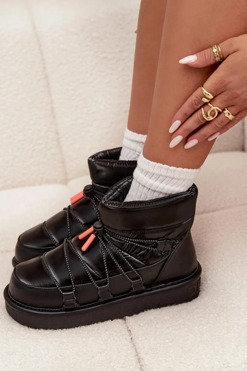 Śniegowce Damskie>D.Franklin Śniegowce Damskie Na Platformie DFSH370020 Czarne