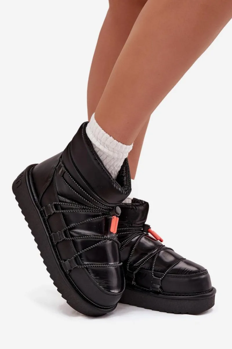 Śniegowce Damskie>D.Franklin Śniegowce Damskie Na Platformie DFSH370020 Czarne