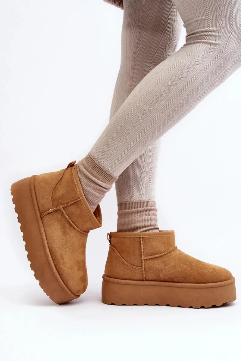 Śniegowce Damskie>Boto Śniegowce Damskie Na Platformie Camel Mennja