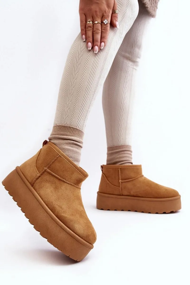 Śniegowce Damskie>Boto Śniegowce Damskie Na Platformie Camel Mennja