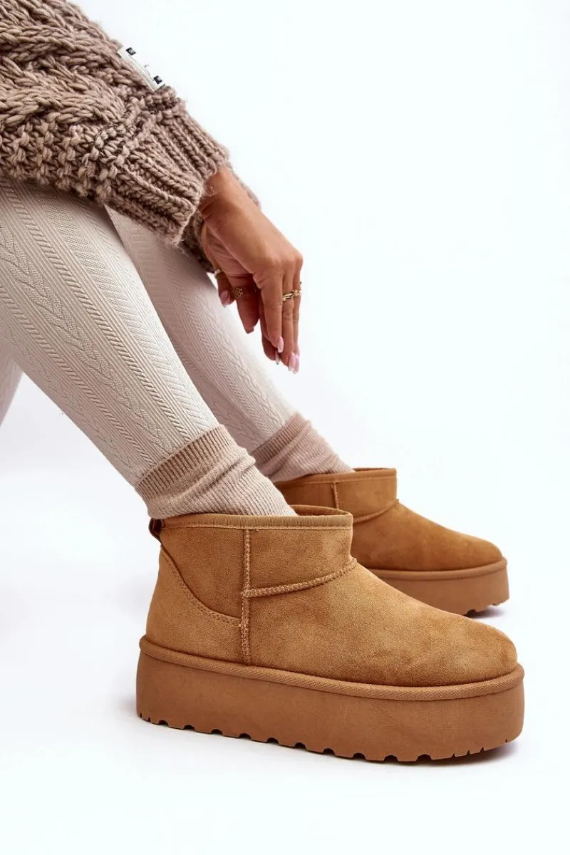 Śniegowce Damskie>Boto Śniegowce Damskie Na Platformie Camel Mennja