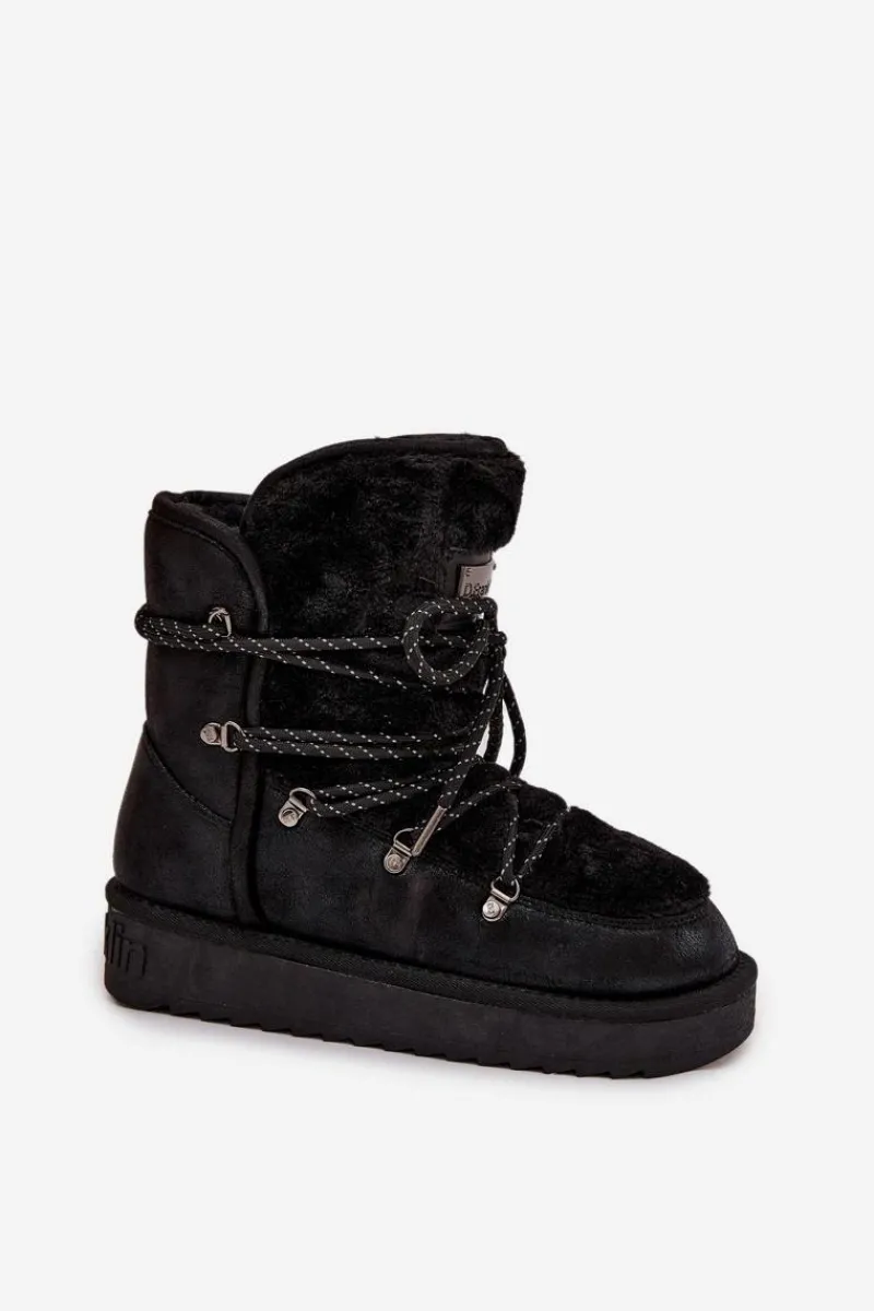 Clearance Śniegowce Damskie Na Platformie Z Futerkiem DFSH37005 Czarne Damskie Śniegowce Damskie