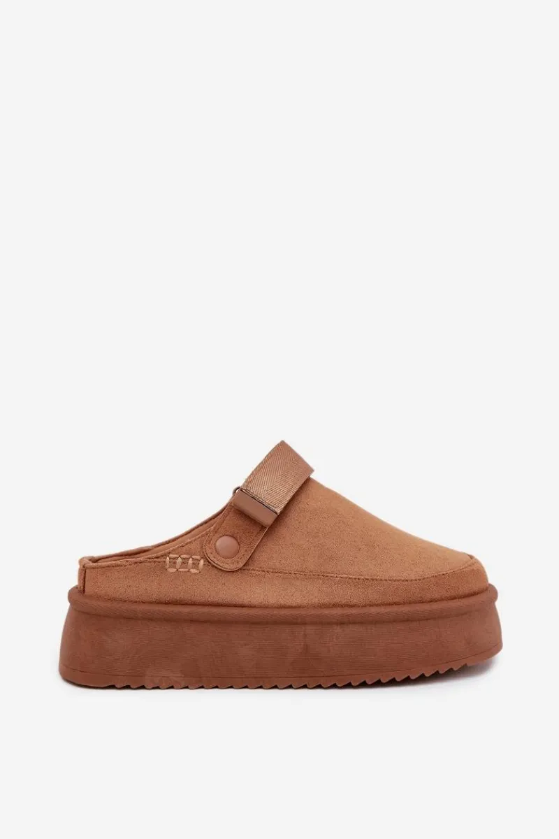 New Śniegowce Damskie Na Platformie Z Rzepem Camel Jorielle Damskie Śniegowce Damskie|Kapcie Klasyczne