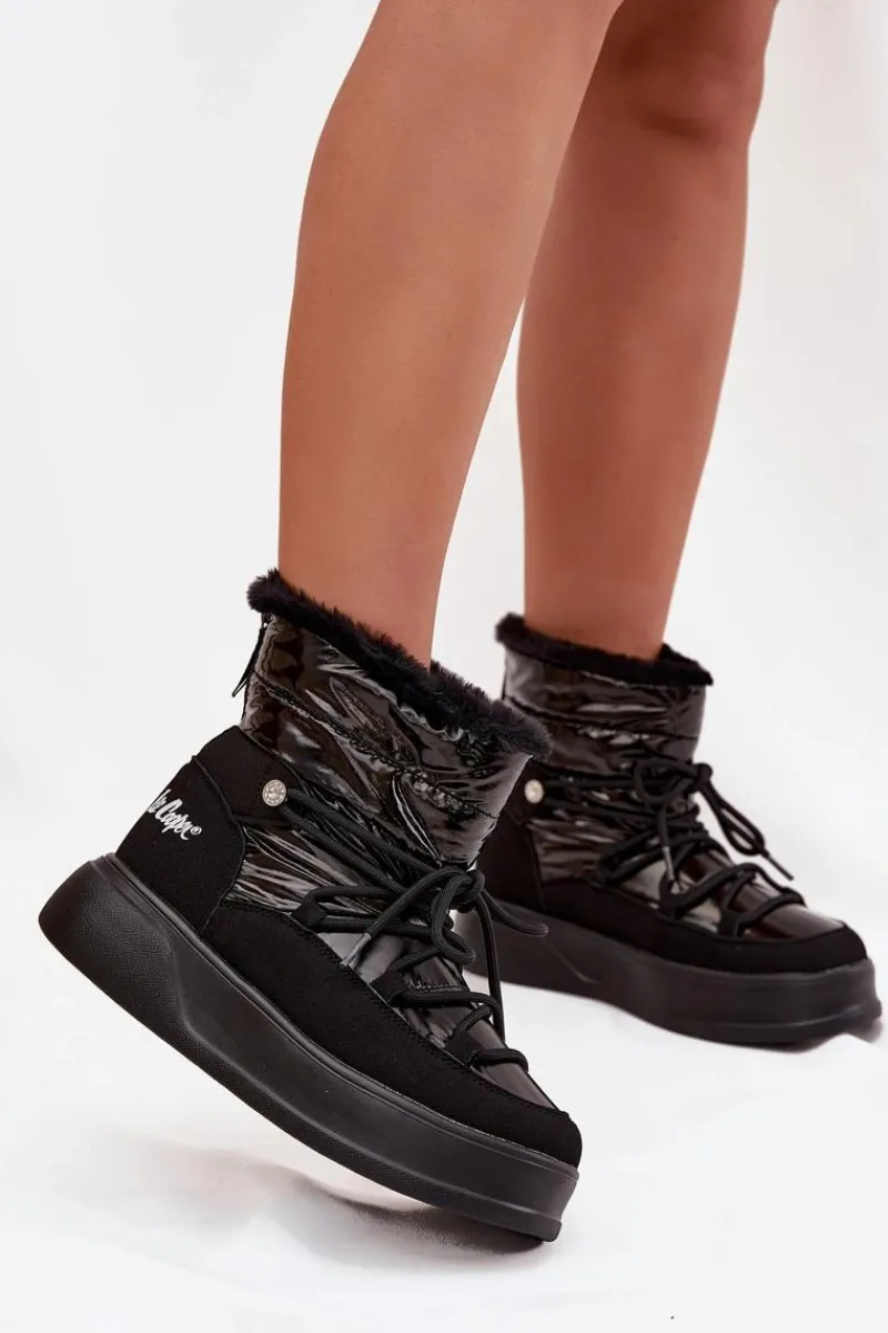 Best Lee Cooper Śniegowce Damskie Na Platformie LCJ-25-03-3814 Czarne Czarny