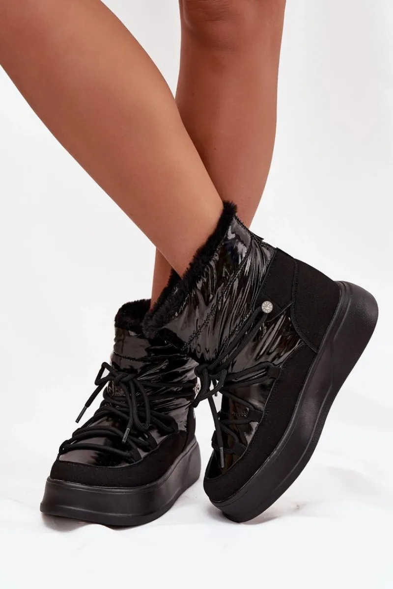 Best Lee Cooper Śniegowce Damskie Na Platformie LCJ-25-03-3814 Czarne Czarny