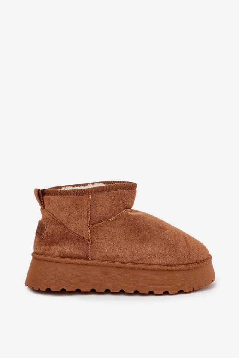 Śniegowce Damskie>Boto Śniegowce Damskie Na Platformie Camel Celyra Brązowy