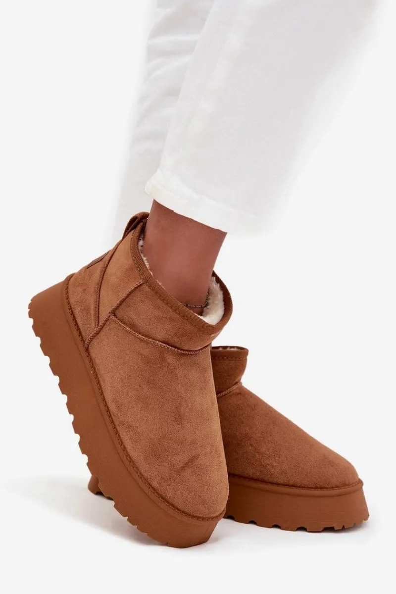 Śniegowce Damskie>Boto Śniegowce Damskie Na Platformie Camel Celyra Brązowy