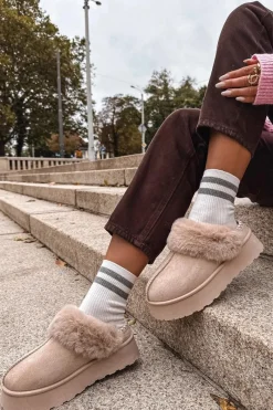 Śniegowce Damskie></noscript>Boto Śniegowce Damskie Na Platformie Z Futerkiem I Haftem Beżowe Querina Beżowy