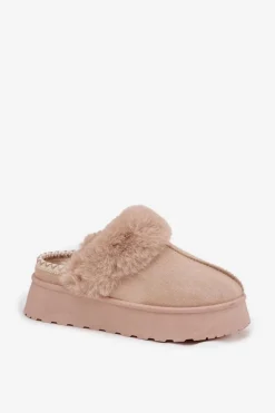 Śniegowce Damskie></noscript>Boto Śniegowce Damskie Na Platformie Z Futerkiem I Haftem Beżowe Querina Beżowy