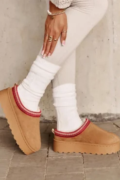 Sale Boto Śniegowce Damskie Na Platformie Ocieplane Futerkiem Camel Remenia