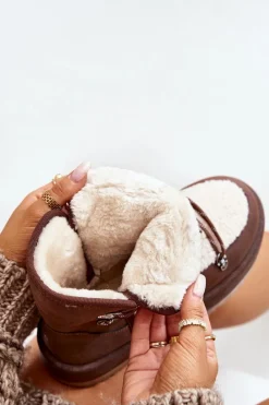 Sale Śniegowce Damskie Na Platformie Z Wiązaniem Brązowe Riaviana Damskie Śniegowce Damskie