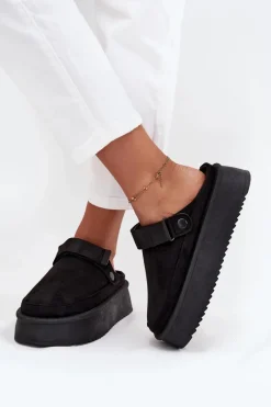 New Śniegowce Damskie Na Platformie Z Rzepem Czarne Jorielle Damskie Śniegowce Damskie|Kapcie Klasyczne