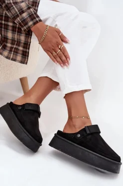 New Śniegowce Damskie Na Platformie Z Rzepem Czarne Jorielle Damskie Śniegowce Damskie|Kapcie Klasyczne