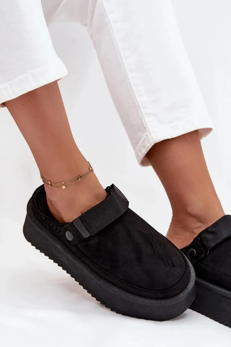 New Śniegowce Damskie Na Platformie Z Rzepem Czarne Jorielle Damskie Śniegowce Damskie|Kapcie Klasyczne