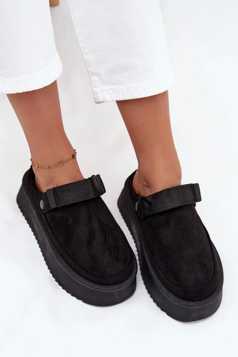 New Śniegowce Damskie Na Platformie Z Rzepem Czarne Jorielle Damskie Śniegowce Damskie|Kapcie Klasyczne