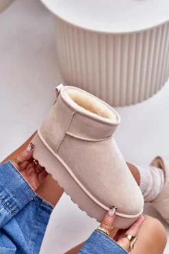 Online Śniegowce Damskie Na Platformie Ocieplane Futerkiem Jasnobeżowe Xamella Damskie Śniegowce Damskie