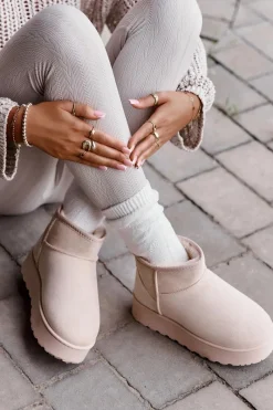 Online Śniegowce Damskie Na Platformie Ocieplane Futerkiem Jasnobeżowe Xamella Damskie Śniegowce Damskie