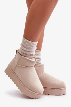 Online Śniegowce Damskie Na Platformie Ocieplane Futerkiem Jasnobeżowe Xamella Damskie Śniegowce Damskie