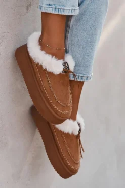 Discount Śniegowce Damskie Na Platformie Z Futerkiem I Przeszyciami Camel Kellina Damskie Śniegowce Damskie|Kapcie Klasyczne