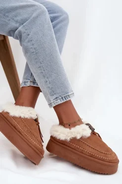 Discount Śniegowce Damskie Na Platformie Z Futerkiem I Przeszyciami Camel Kellina Damskie Śniegowce Damskie|Kapcie Klasyczne