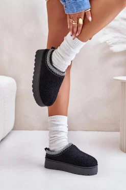 Śniegowce Damskie|Kapcie Klasyczne></noscript>Boto Śniegowce Damskie Na Platformie Z Haftem Czarne Tirissa Czarny