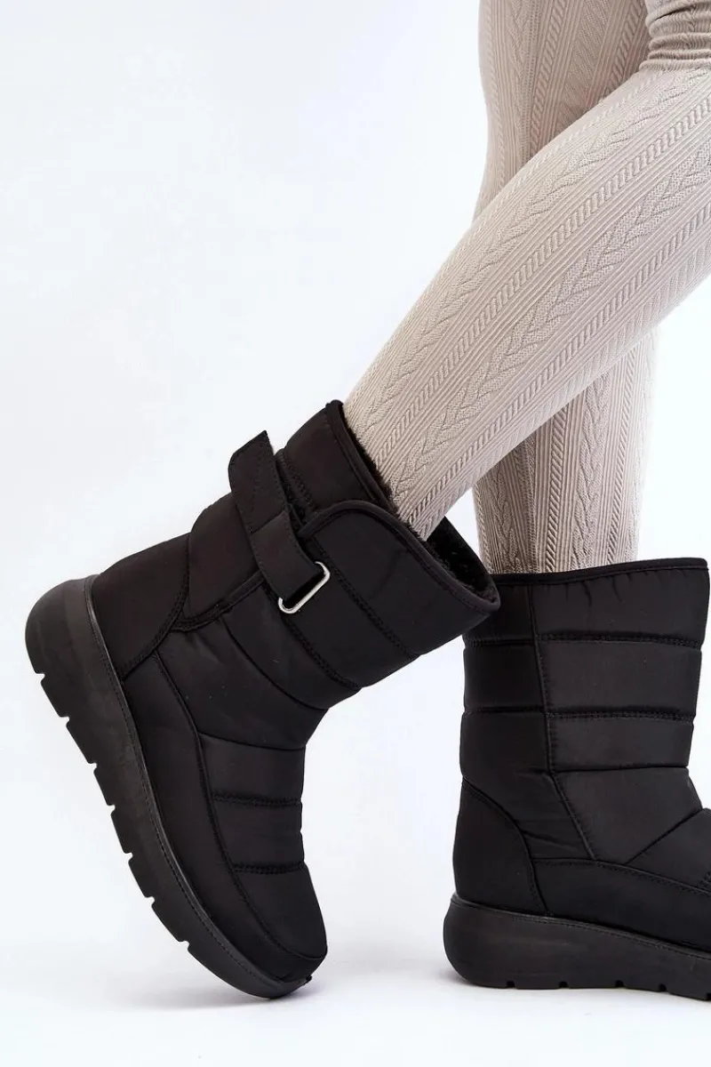 Sale Śniegowce Damskie Na Rzep Ocieplane Czarne Jawora Damskie Śniegowce Damskie