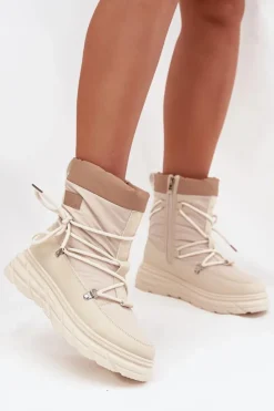 Clearance Lee Cooper Śniegowce Damskie Na Zamek LCJ-25-44-3931 Beżowe Beżowy