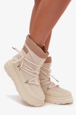 Clearance Lee Cooper Śniegowce Damskie Na Zamek LCJ-25-44-3931 Beżowe Beżowy