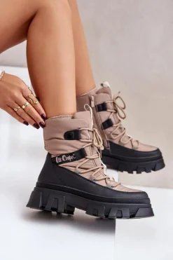 Śniegowce Damskie|Czarne Botki></noscript>Lee Cooper Śniegowce Damskie Na Zamek LCJ-24-47-3143 Beżowe Beżowy