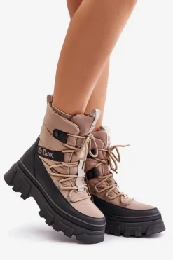 Śniegowce Damskie|Czarne Botki></noscript>Lee Cooper Śniegowce Damskie Na Zamek LCJ-24-47-3143 Beżowe Beżowy