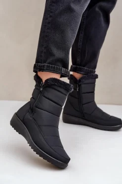 Śniegowce Damskie>Evento Śniegowce Damskie Na Zamek Z Futerkiem Czarne Fiorittia