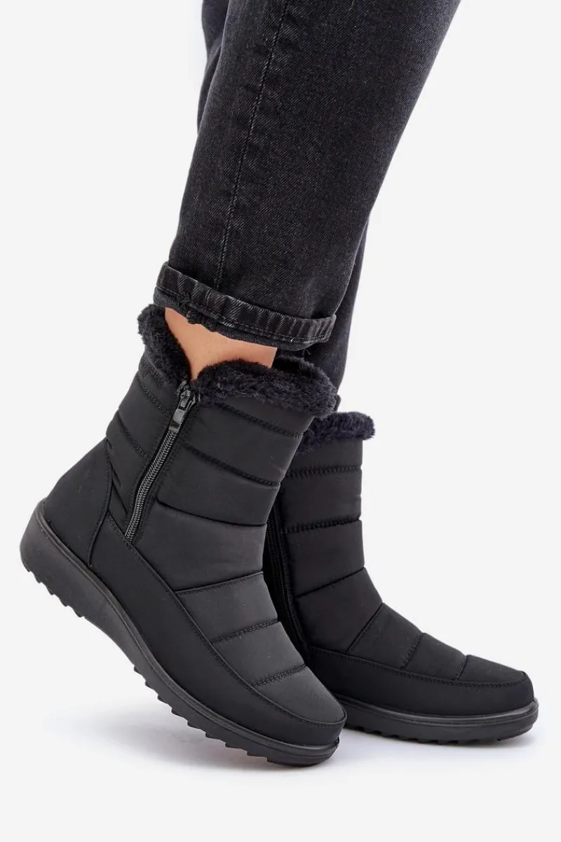 Śniegowce Damskie>Evento Śniegowce Damskie Na Zamek Z Futerkiem Czarne Fiorittia