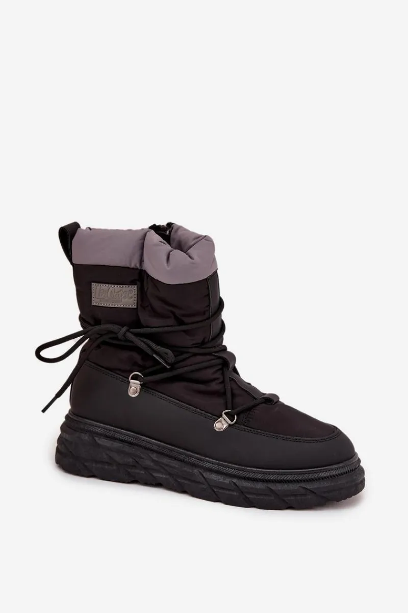 Hot Śniegowce Damskie Na Zamek LCJ-25-44-3930 Czarne Damskie Śniegowce Damskie