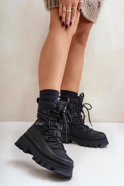 Best Lee Cooper Śniegowce Damskie Na Zamek LCJ-24-47-3144 Czarne Czarny