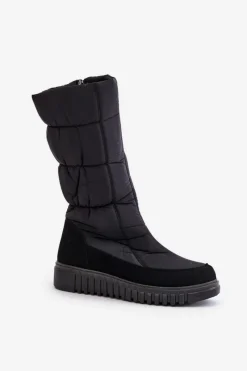 Śniegowce Damskie|Kozaki Płaskie></noscript>Boto Śniegowce Damskie Na Zamek Progress PROGJ-24-144 Czarne