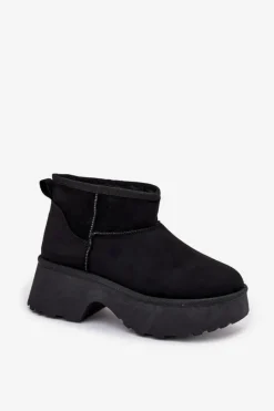 Śniegowce Damskie></noscript>Boto Śniegowce Damskie Niskie Wsuwane Ocieplane Futerkiem Czarne Mavelle Czarny