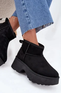 Śniegowce Damskie></noscript>Boto Śniegowce Damskie Niskie Wsuwane Ocieplane Futerkiem Czarne Mavelle Czarny