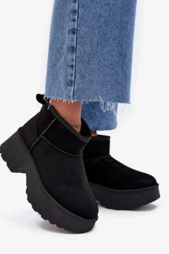 Śniegowce Damskie></noscript>Boto Śniegowce Damskie Niskie Wsuwane Ocieplane Futerkiem Czarne Mavelle Czarny