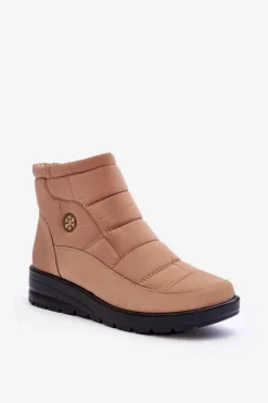 Śniegowce Damskie Ocieplane Beżowe Helis Damskie Śniegowce Damskie