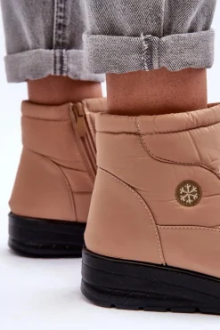 Śniegowce Damskie Ocieplane Beżowe Helis Damskie Śniegowce Damskie