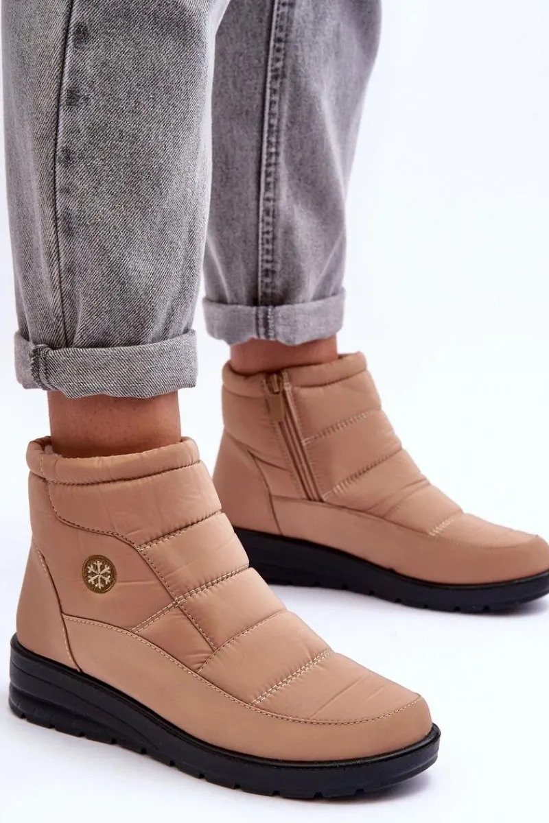 Śniegowce Damskie Ocieplane Beżowe Helis Damskie Śniegowce Damskie