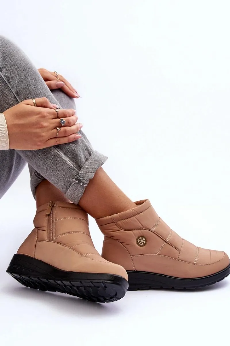 Śniegowce Damskie Ocieplane Beżowe Helis Damskie Śniegowce Damskie