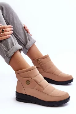 Śniegowce Damskie Ocieplane Beżowe Helis Damskie Śniegowce Damskie